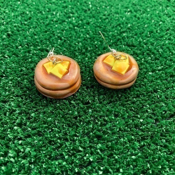 Pancake Stack Earrings Handmade Clay Pancakes - Picture 1 of 2